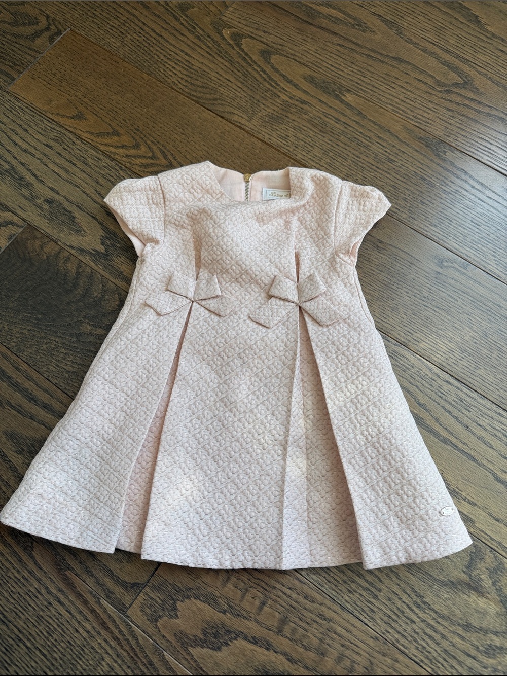 Tartine et Chocolat Pale Pink Textured Bow Dress formal limited edition boutique